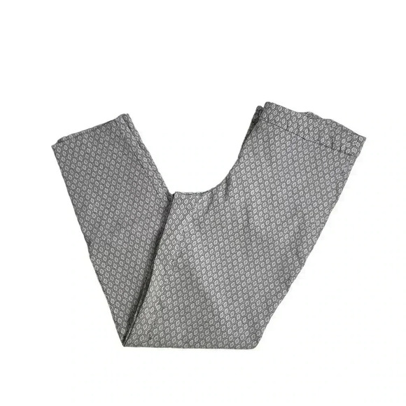 Adrienne Vittadini Stretchy Straight Pants  - Gray and White geo pattern-Size 10 - Picture 1 of 9